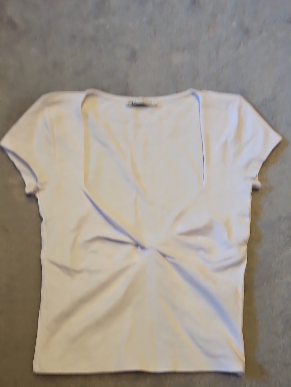 Zara White Twist-Front Short Sleeve Tee